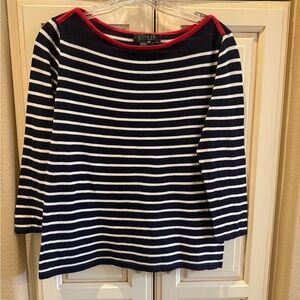 Polo by Ralph Lauren Navy and White Striped Top